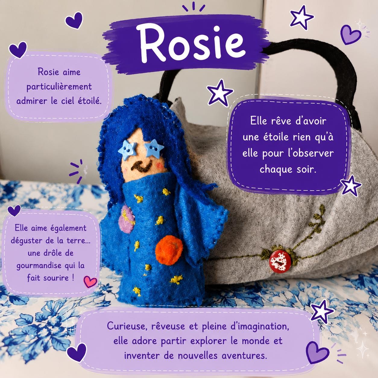 Poupiche Galaxie Bleue Rosie – Compagnon d’aventure à emmener partout – Image 4